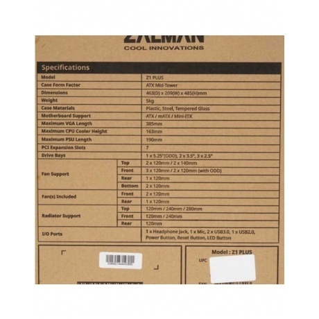Корпус MidiTower Zalman Z1 Plus black (Z1 Plus) - фото 10