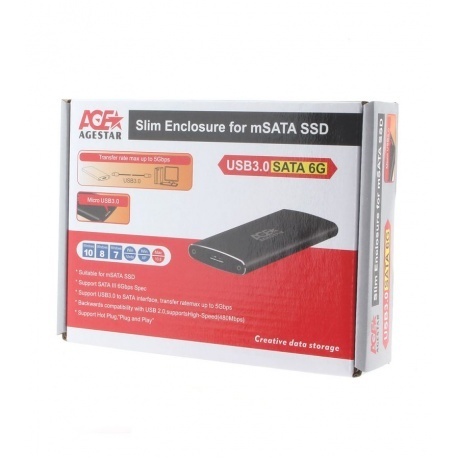 Внешний корпус AgeStar 3UBMS2 (BLACK)  mSATA черный - фото 4