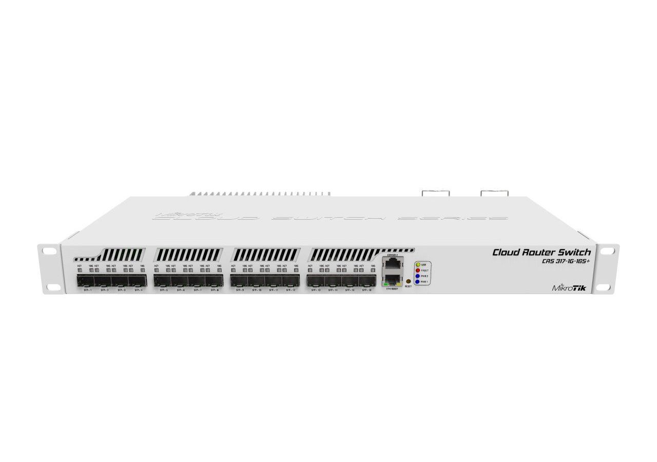 Коммутатор MikroTik Cloud Router Switch CRS317-1G-16S+RM коммутатор mikrotik crs326 24g 2s rm cloud router switch 326 24g 2s rm with 800 mhz cpu 512mb ram 24xgigabit lan 2xsfp cages routeros l5 or switc