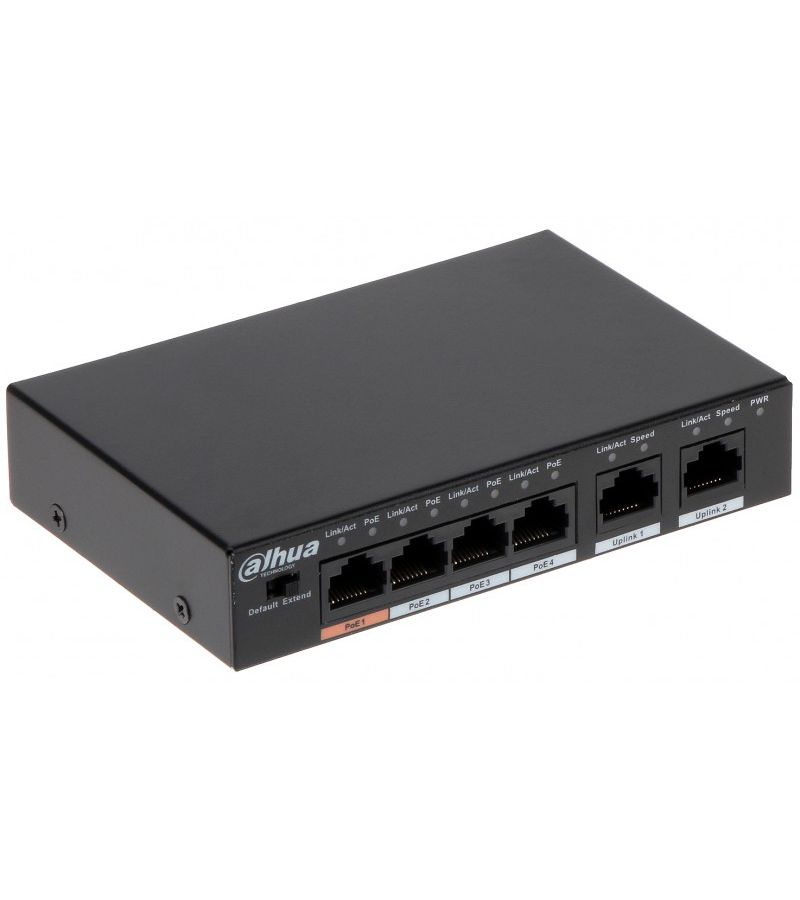 Коммутатор Dahua DH-PFS3006-4ET-60 4 портовый инжектор poe для ip камер видеонаблюдения адаптер power over ethernet