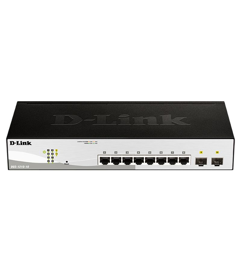 Коммутатор D-Link DGS-1210-10/FL1A коммутатор d link switch dgs 3000 28lp b1a управляемый коммутатор 2 уровня с 24 портами 10 100 1000base t и 4 портами 1000base x sfp 24 порта с подде