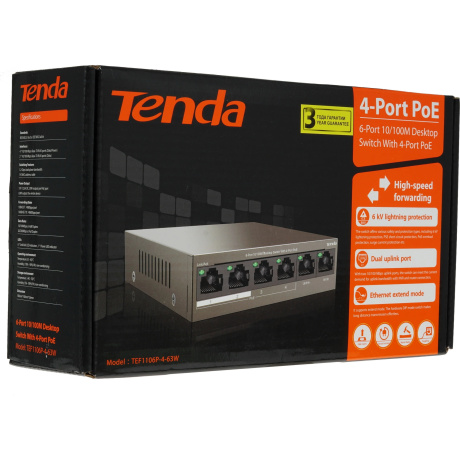 Коммутатор Tenda TEF1106P-4-63W - фото 8