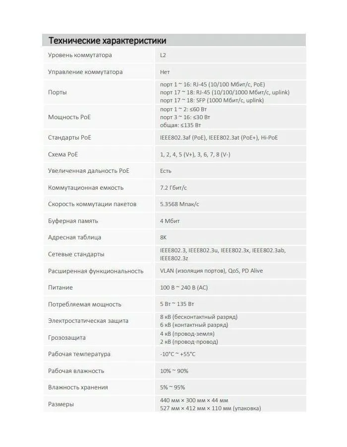 Коммутатор DAHUA DH-PFS3218-16ET-135 - фото 10