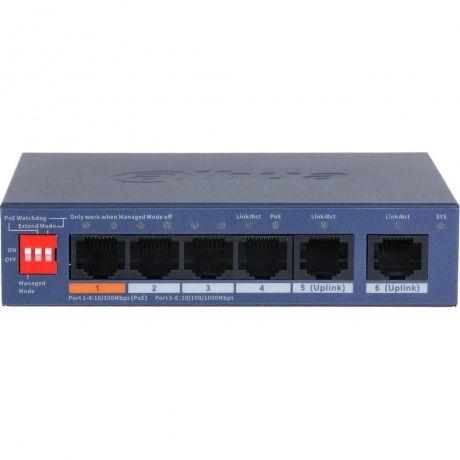 Коммутатор Dahua DH-CS4006-4ET2GT-60 (L2) 4x100Мбит/с 2x1Гбит/с ...