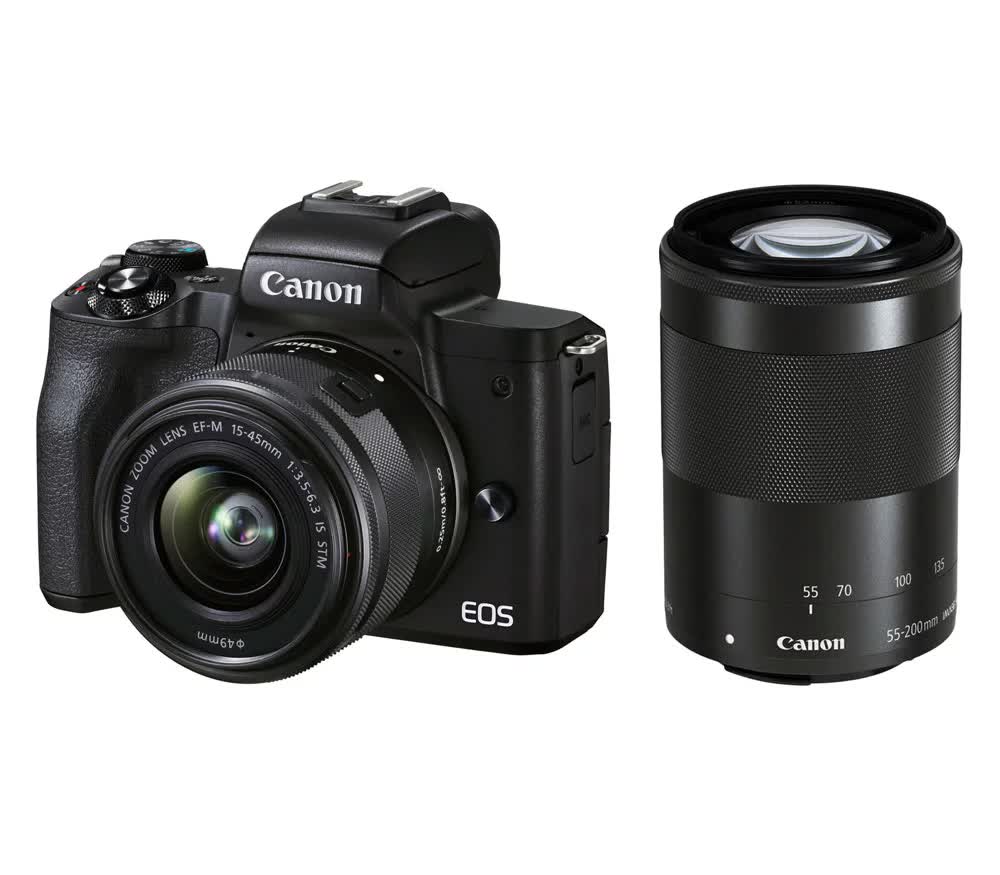 Цифровой фотоаппарат Canon EOS M50 Mark II kit 15-45 IS STM + 55-200 Black, цвет черный 4728C015 - фото 1