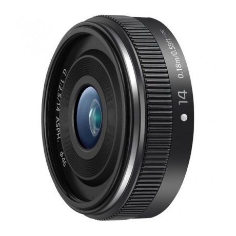 Объектив Panasonic Lumix H-H014AE  Lumix G Pancake Lens (14 mm, F2.5 Wide-Angle)  черный - фото 1