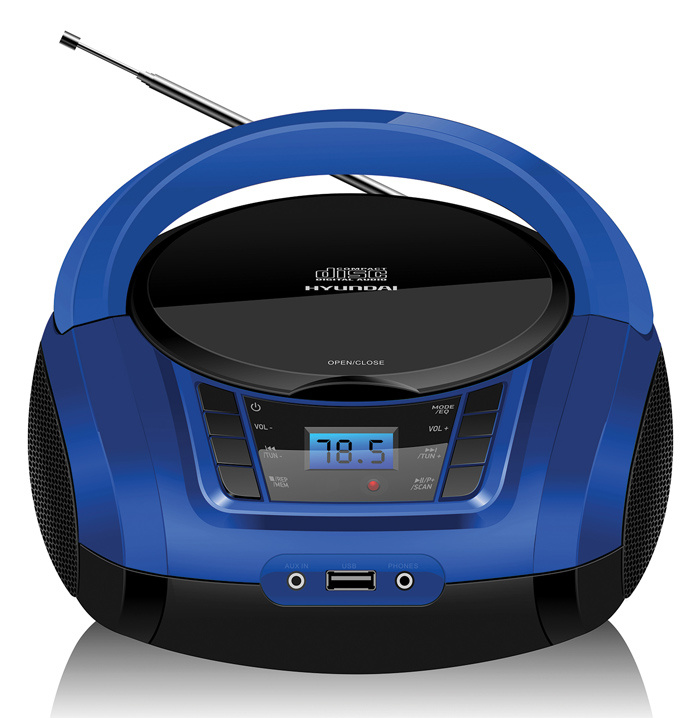 Аудиомагнитола Hyundai H-PCD340 черный/синий