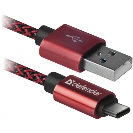 Кабель Defender USB09-03T USB Type-C - USB 1м (87813) Red - фото 2