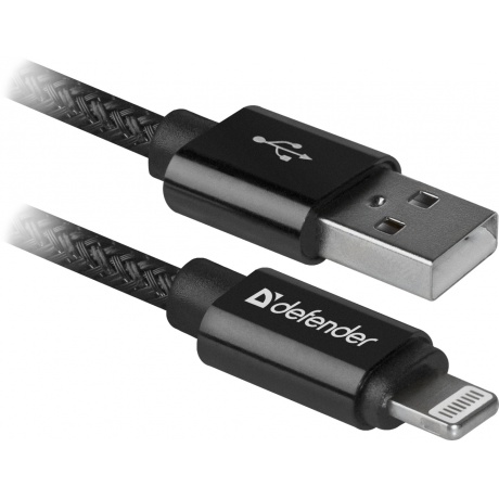 Кабель Defender ACH01-03T USB - Lightning 1м (87808) Black - фото 2