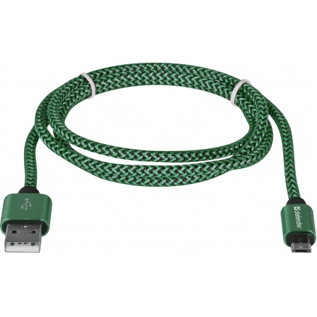 Кабель Defender USB08-03T USB - microUSB 1м (87804) Green - фото 1