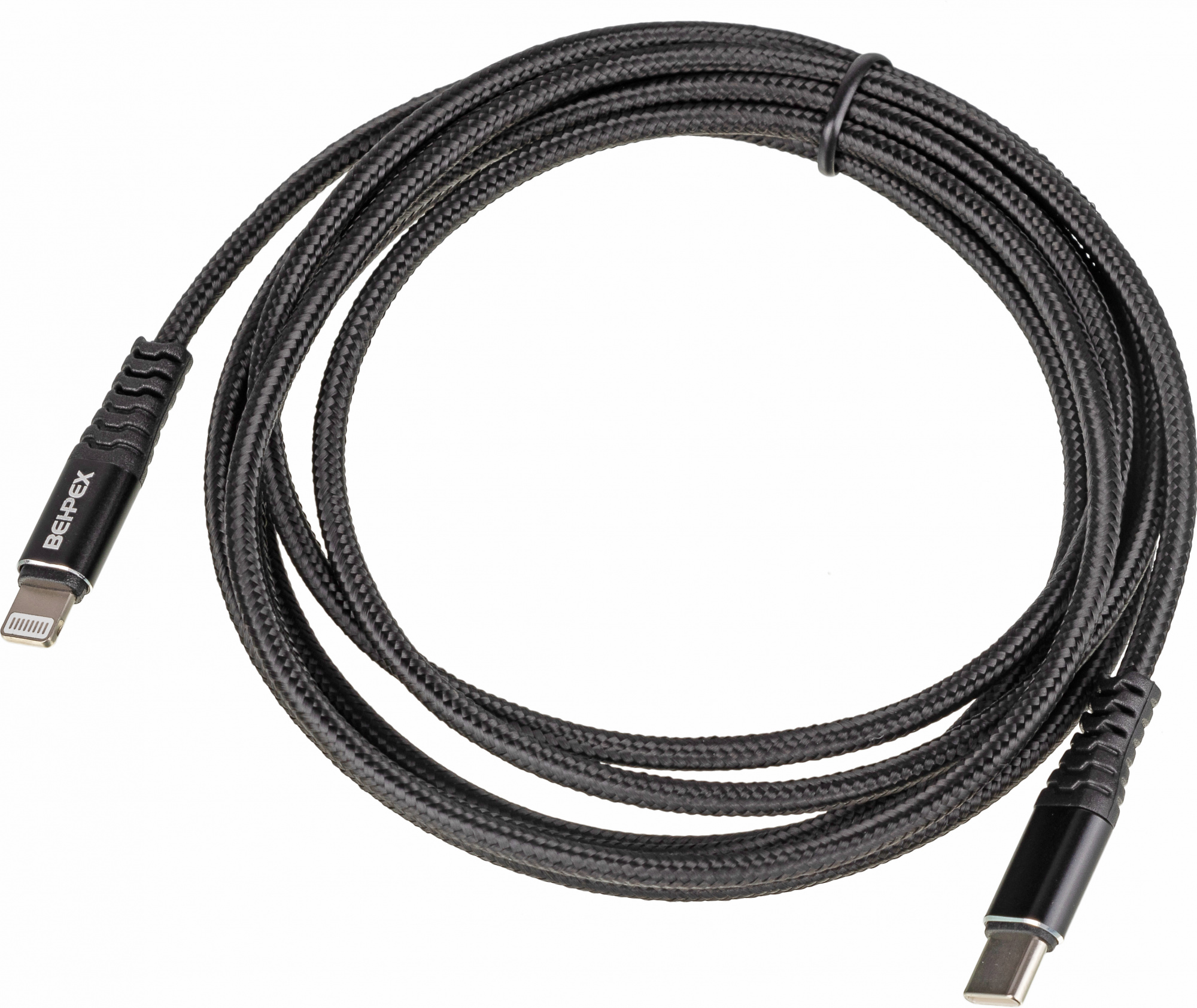 Кабель PD quick charge USB Type-C (m)-Lightning (m) 2м черный кабель pd quick charge lightning m usb type c m 2м в оплетке черный