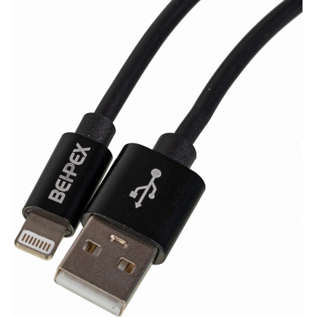 Кабель USB (m)-Lightning (m) 2м черный - фото 2