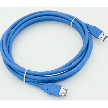 Кабель USB A(m) USB A(f) 3м синий - фото 1