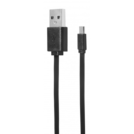 Кабель SunWind USB (m)-micro USB (m) 1м черный плоский - фото 2