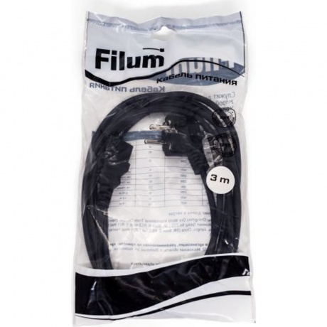 Кабель питания Filum CEE 7/7- С13, 3х0.5мм, 220В, 6A, чёрный, 3м [FL-PC6-EU-C13-3M] (873334) - фото 3