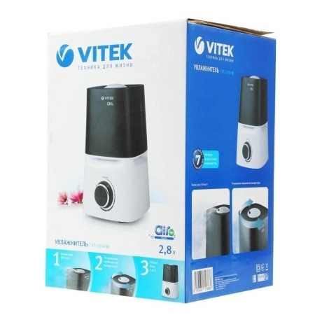 Увлажнитель воздуха Vitek 2334-VT-02 23Вт (ультразвуковой) белый/серый - фото 23