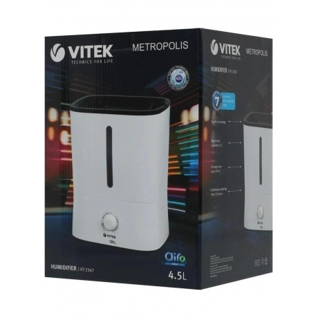 Увлажнитель воздуха Vitek VT-2347 25Вт (ультразвуковой) белый - фото 17