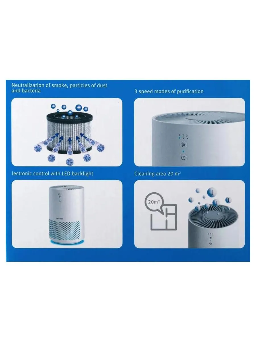 Очиститель воздуха Vitek 8553-VT-01, белый - фото 17