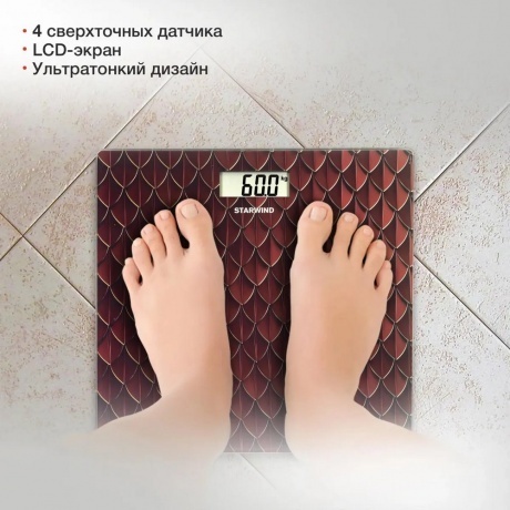 Весы напольные электронные Starwind SSP6035 макс.180кг рисунок/красный - фото 4