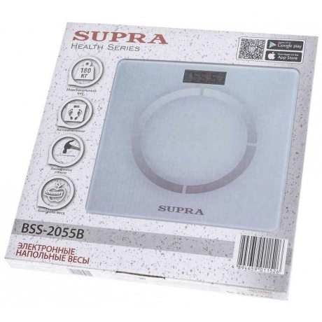 Весы напольные электронные Supra BSS-2055B макс.180кг белый - фото 7