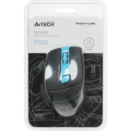 Мышь A4Tech Fstyler FG30 серый/синий - фото 6