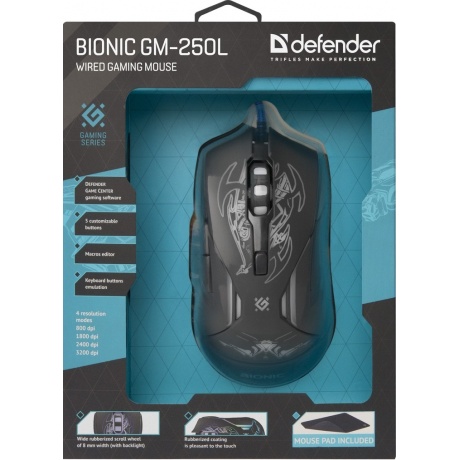 Мышь Defender Bionic GM-250L черный - фото 11