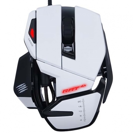 Игровая мышь Mad Catz  R.A.T. 4+ белая (PMW3330, USB, 9 кнопок, 7200 dpi, красная подсветка) - фото 1