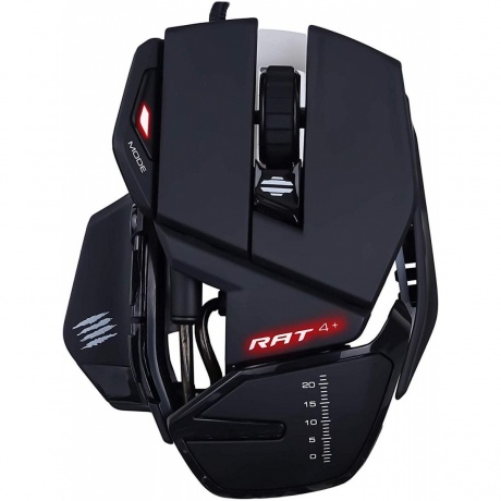 Игровая мышь Mad Catz  R.A.T. 4+ чёрная (PMW3330, USB, 9 кнопок, 7200 dpi, красная подсветка) - фото 1