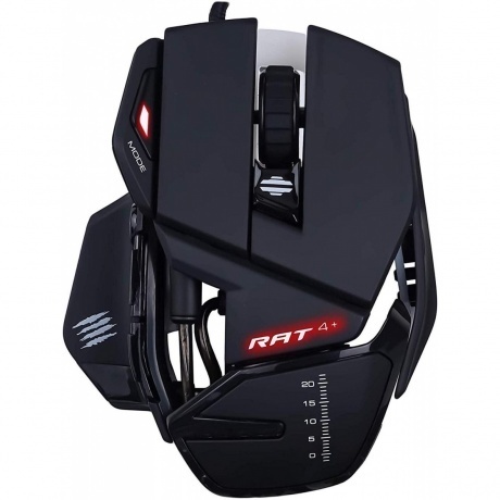

Игровая мышь Mad Catz R.A.T. 4+ чёрная (PMW3330, USB, 9 кнопок, 7200 dpi, красная подсветка), Черный