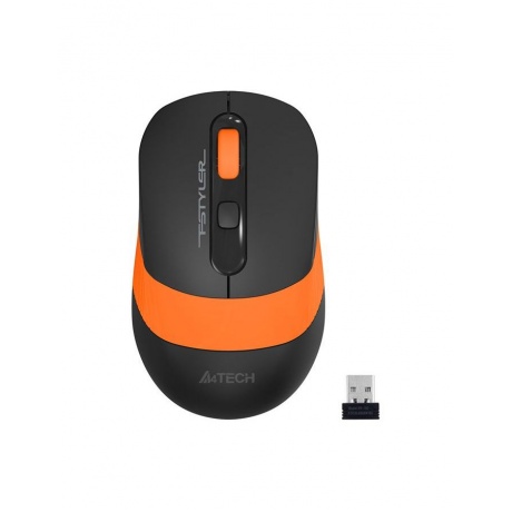 Мышь A4Tech Fstyler FG10S черный/оранжевый silent беспроводная USB (4but) - фото 1