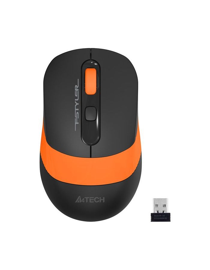 цена Мышь A4Tech Fstyler FG10S черный/оранжевый silent беспроводная USB (4but)
