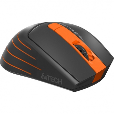 Мышь A4Tech Fstyler FG30S серый/оранжевый silent беспроводная USB (6but) - фото 2