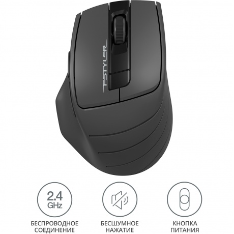 Мышь A4Tech Fstyler FG30S серый silent беспроводная USB (6but) - фото 13