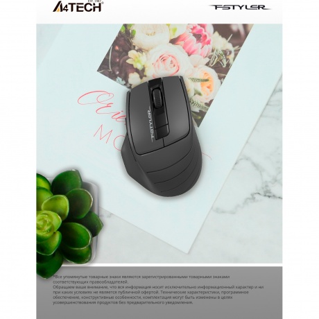 Мышь A4Tech Fstyler FG30S серый silent беспроводная USB (6but) - фото 25