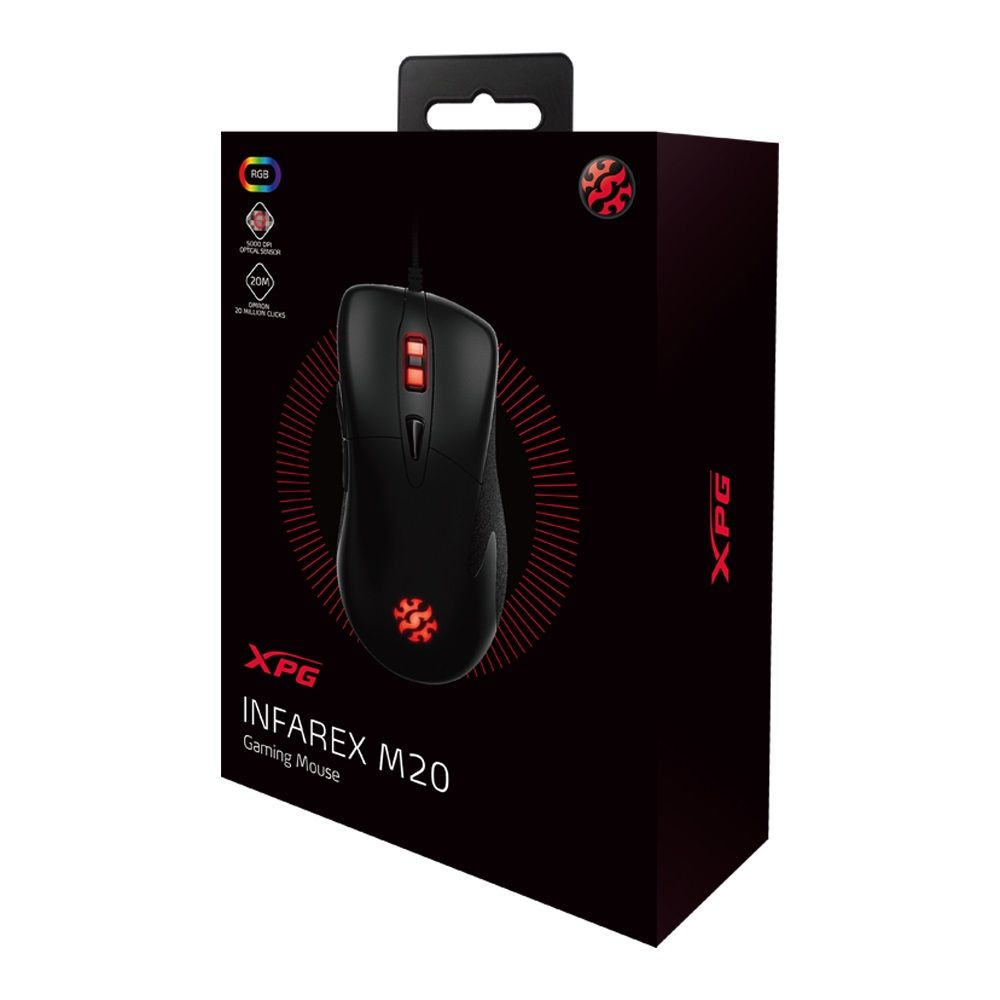 Мышь игровая XPG INFAREX M20 (5 кнопок, OMRON, 5000 dpi, RGB подсветка, USB) игровая мышь mad catz r a t pro x3 чёрная pmw3389 omron usb 10 кнопок 16000 dpi rgb подсветка