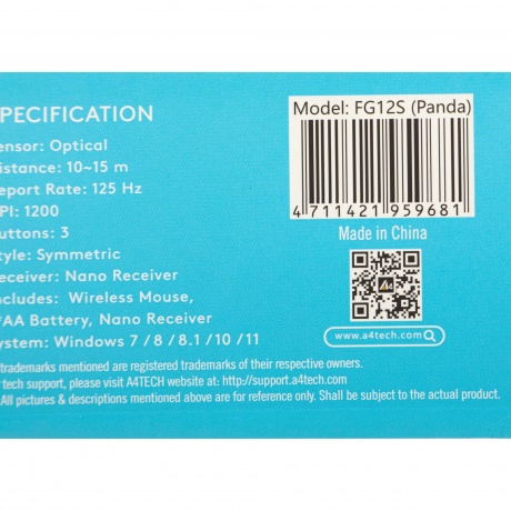 Мышь A4Tech Fstyler FG12S Panda белый/черный - фото 16