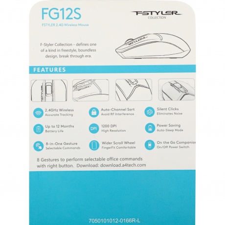 Мышь A4Tech Fstyler FG12S Panda белый/черный - фото 17