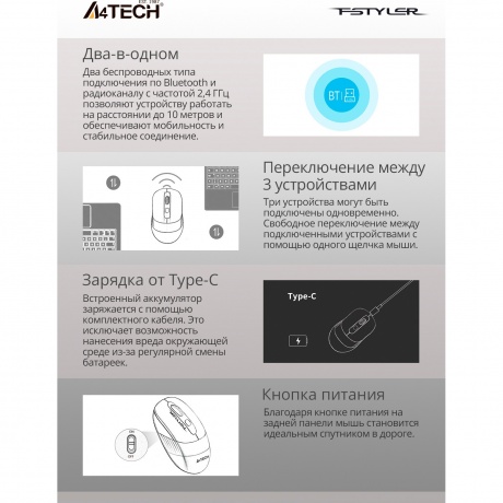 Мышь A4Tech Fstyler FB10C зеленый - фото 16