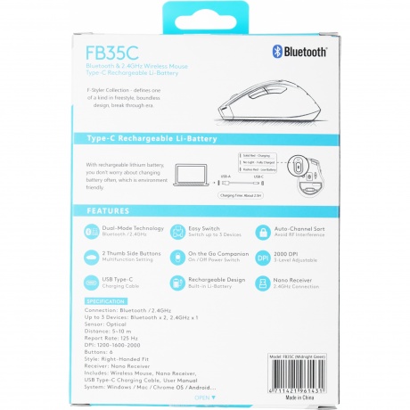 Мышь A4Tech Fstyler FB35C серый/черный - фото 32