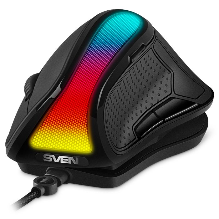 Мышь Sven RX-G890 (SV-021085) чёрная игровая мышь sven rx g975 чёрная 10 кнопок 10000 dpi usb pixart 3325 rgb подсветка