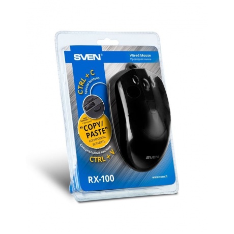 Мышь SVEN RX-100 чёрная (кн. копировать-вставить. 5+1кл. 1000-400DPI, блист.) - фото 12