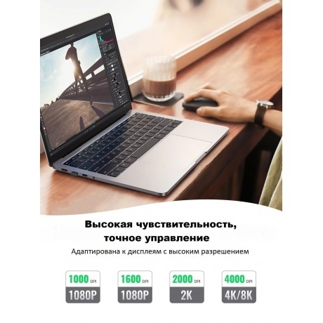 Мышь UGREEN Wireless MU001 (Gray Black) 90372 - фото 6