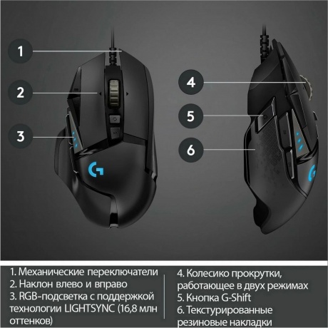 Мышь проводная Logitech G502 HERO (910-005474) Black - фото 23