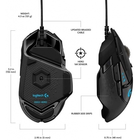 Мышь проводная Logitech G502HERO (910-005474) Black - фото 14