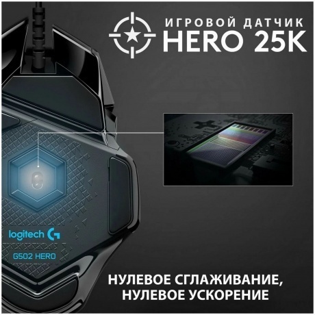 Мышь проводная Logitech G502HERO (910-005474) Black - фото 5