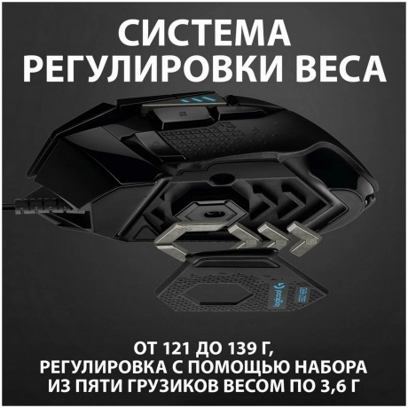 Мышь проводная Logitech G502HERO (910-005474) Black - фото 6