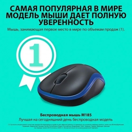 Мышь беспроводная Logitech M185 Blue (910-002632) - фото 14