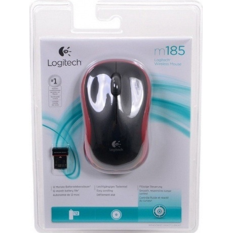 Мышь беспроводная Logitech M185 Red (910-002240 / 910-002633) - фото 11