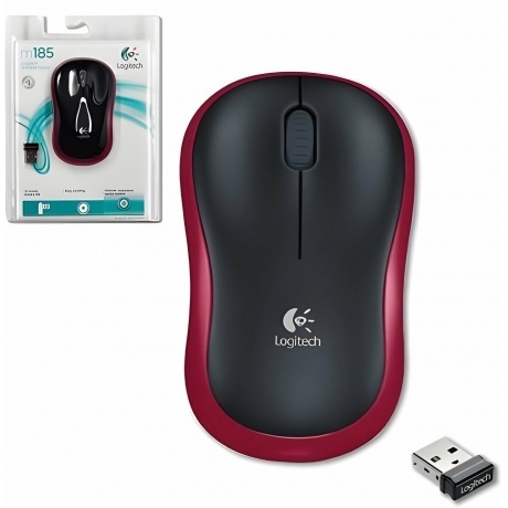 Мышь беспроводная Logitech M185 Red (910-002240 / 910-002633) - фото 10