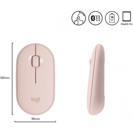 Мышь беспроводная Logitech Pebble M350 Pink (910-005575) - фото 18